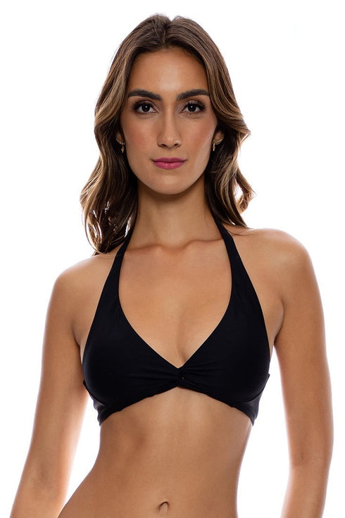 Luli Fama Twisted Beauty Front twist halter top